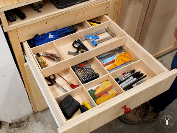 Workshop Drawer Organization | DIY Drawer Dividers with Sliding Tray ...